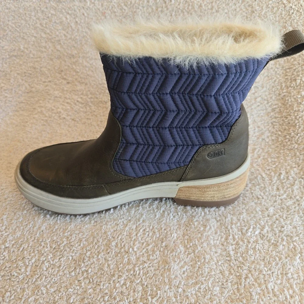 Merrell Women's Ankle Boots Polar Haven Peacoat Waterproof Sz 6.5 Faux Fur Lined
